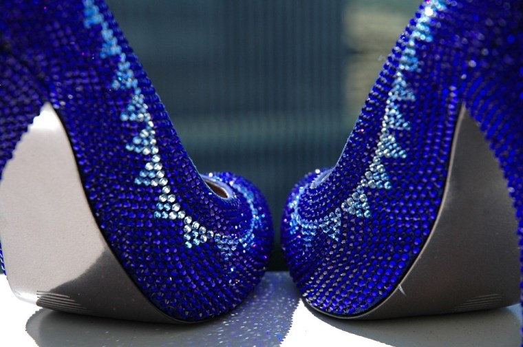 Swarovski sapphire blue crystal encrusted Steve Madden heels