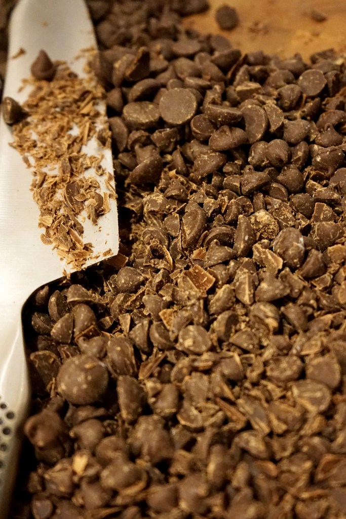 chocolate flakes all over everything.